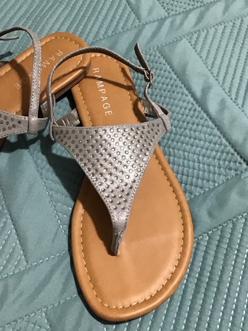 Rampage Silver Rhinestone T-Strap Sandals for Women - Picture 3 of 4